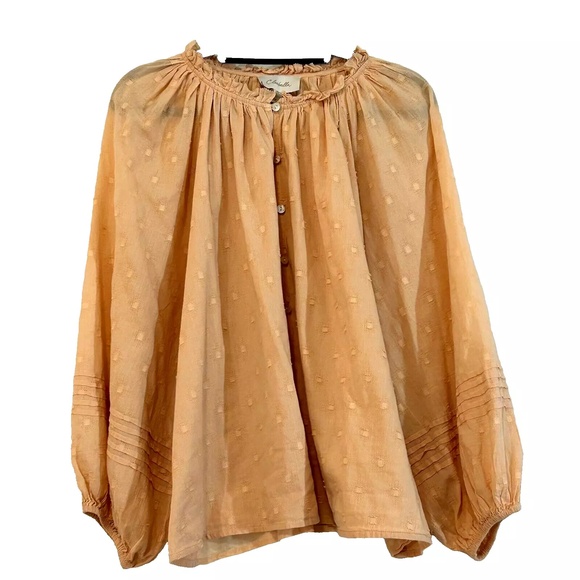 Cleobella Textured Puff Sleeve Peasant Top plus size 1X - Picture 1 of 9